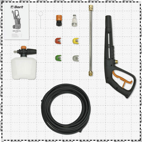 Минимойка BORT BHR-2700-Pro, мощность 2.5 кВт, давление 180 бар, шланг 10 м
