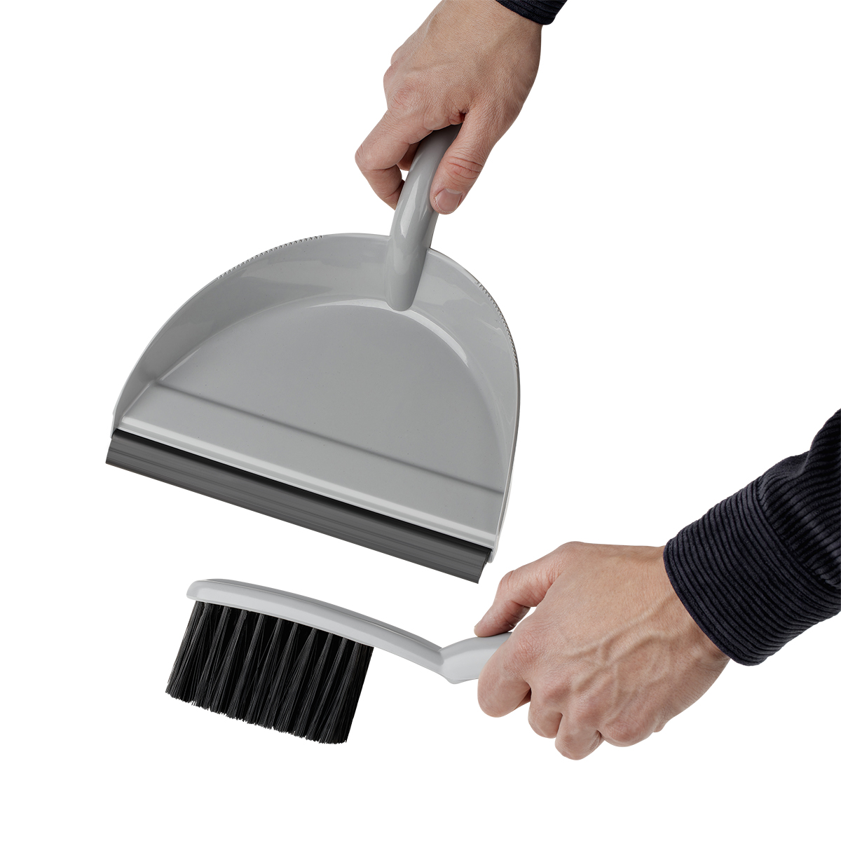 Комплект для уборки OfficeClean щетка-сметка и совок, с резиновой кромкой, ширина 24 см, пластик, серый