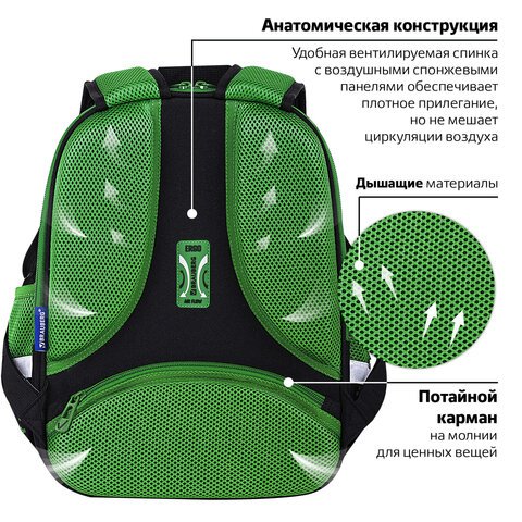 Ранец BRAUBERG FIT, 2 отделения, «Night warrior», 38×27х14 см