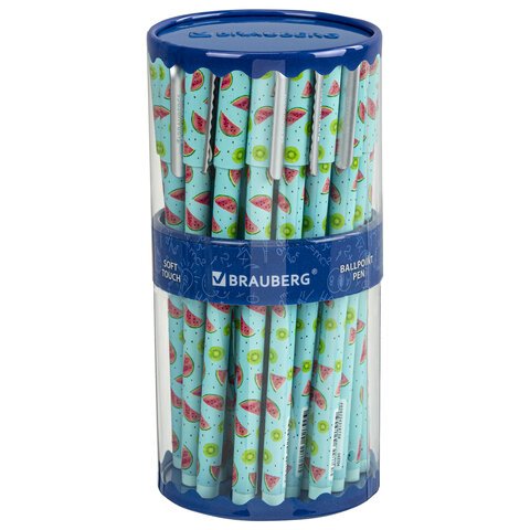 Ручка шариковая BRAUBERG SOFT TOUCH STICK «JUICY FRUIT», СИНЯЯ, мягкое покрытие, узел 0.7 мм
