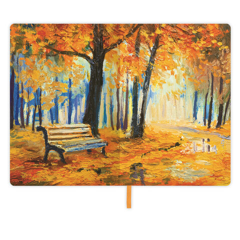 Блокнот А5 (143×210 мм), BRAUBERG VISTA «Aqua Autumn», под кожу, гибкий, 80 л. 
