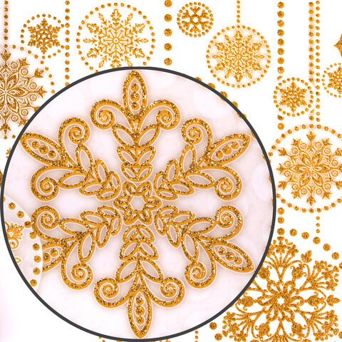 Украшение для окон и стекла ЗОЛОТАЯ СКАЗКА «Узоры из золотых снежинок 2», 30×38 см, ПВХ