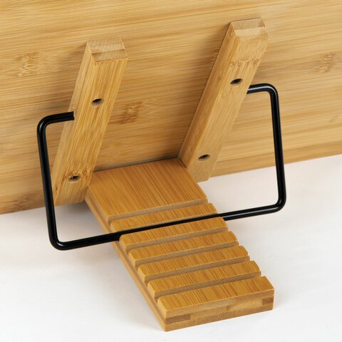 Подставка для книг и планшетов большая бамбуковая BRAUBERG, 34×24 см, регулируемый угол