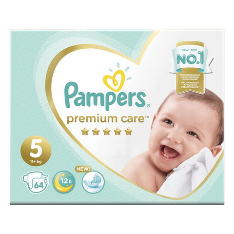 превью Подгузники, 64 шт., PAMPERS (Памперс) «Premium Care», размер 5 (11+ кг)