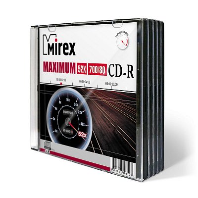Диск CD-R Mirex 0.7 GB 52x (5 штук в упаковке)