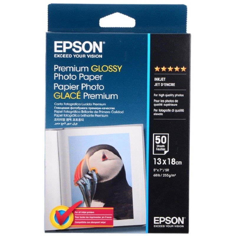 превью Фотобумага для цветной струйной печати Epson Premium C13S041875 односторонняя (глянцевая, 13×18 см, 255 г/м2, 50 листов)