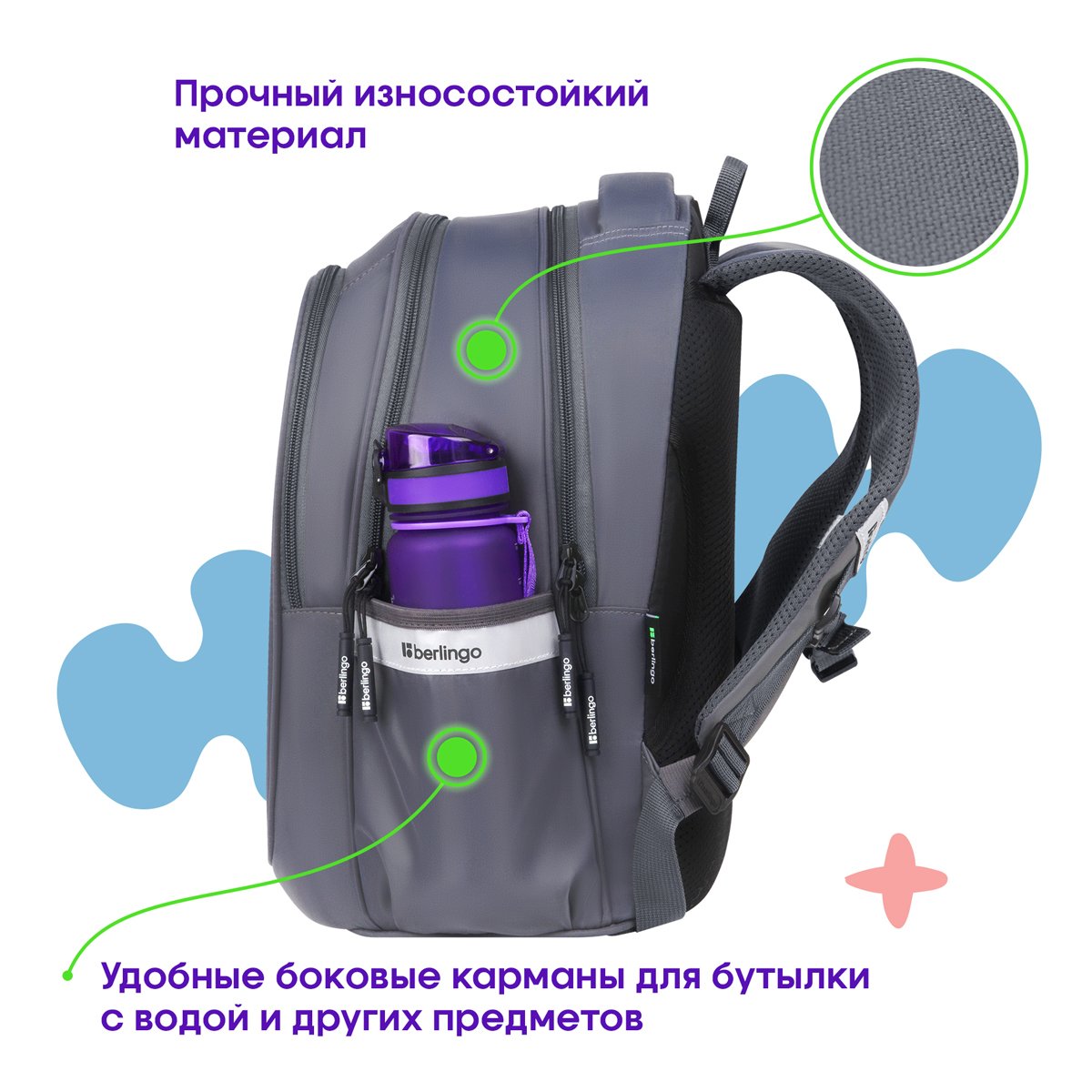 Рюкзак Berlingo Modern «Follow your heart» 38×30×18см, 3 отделения, 2 кармана, эргономичная спинка