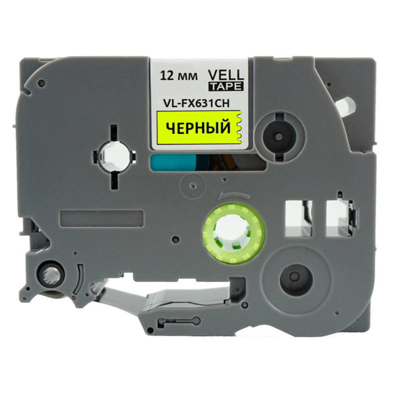 Картридж Vell VL-FX631CH(с чипом,12мм, черный/желтом)для PT-100E/100ECH/D200
