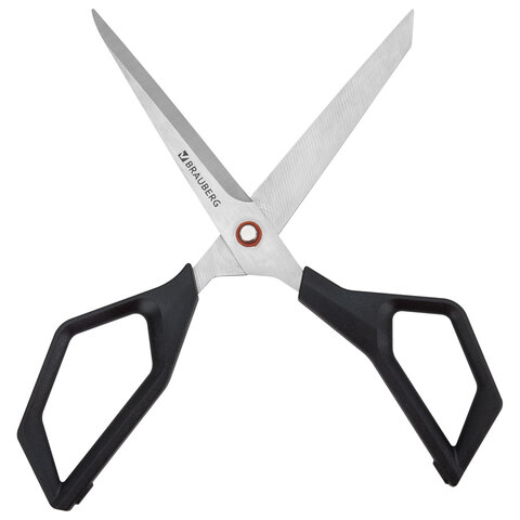 Ножницы BRAUBERG «Super black» 220 мм, черные, 3-сторонняя заточка, ручки из ABS-пластика