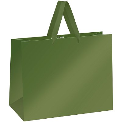 Пакет подарочный 32×26×12см MESHU «Green», матовая ламинация