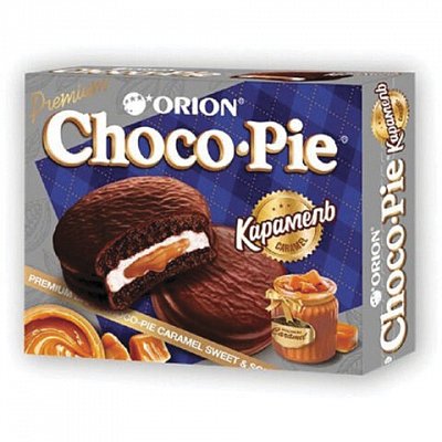 Печенье ORION «Choco Pie Dark Caramel» темный шоколад, карамельное, 360 г (12 штук х 30 г)