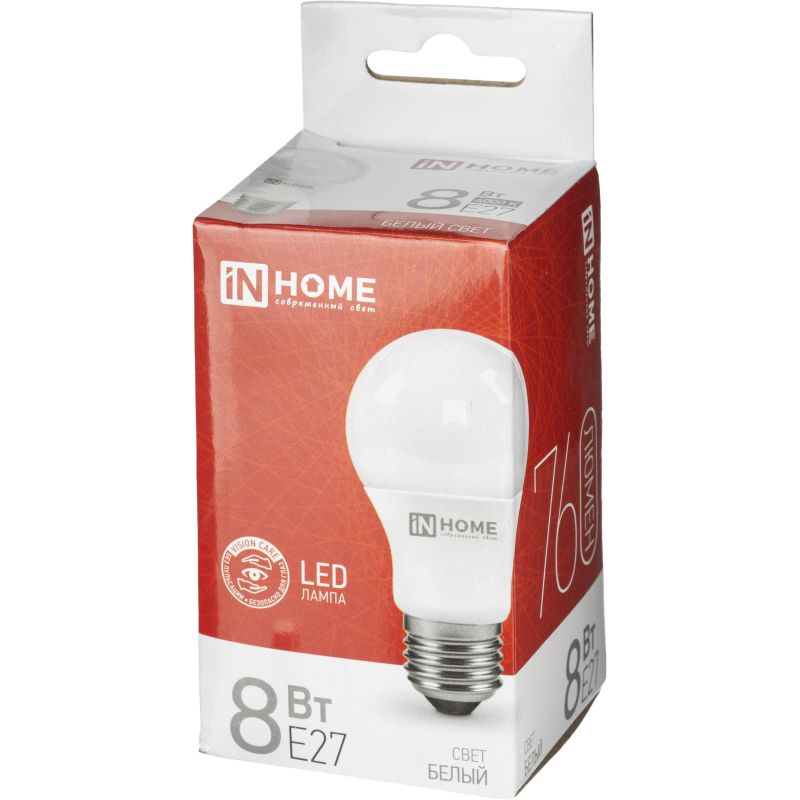 Лампа светодиодная LED-A60-VC 8Вт 230В Е27 4000К 760 Лм IN HOME