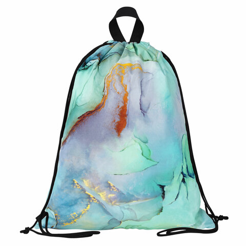 превью Мешок для обуви BRAUBERG большой удобный с ручкой, 51×41 см, «Mint marble»