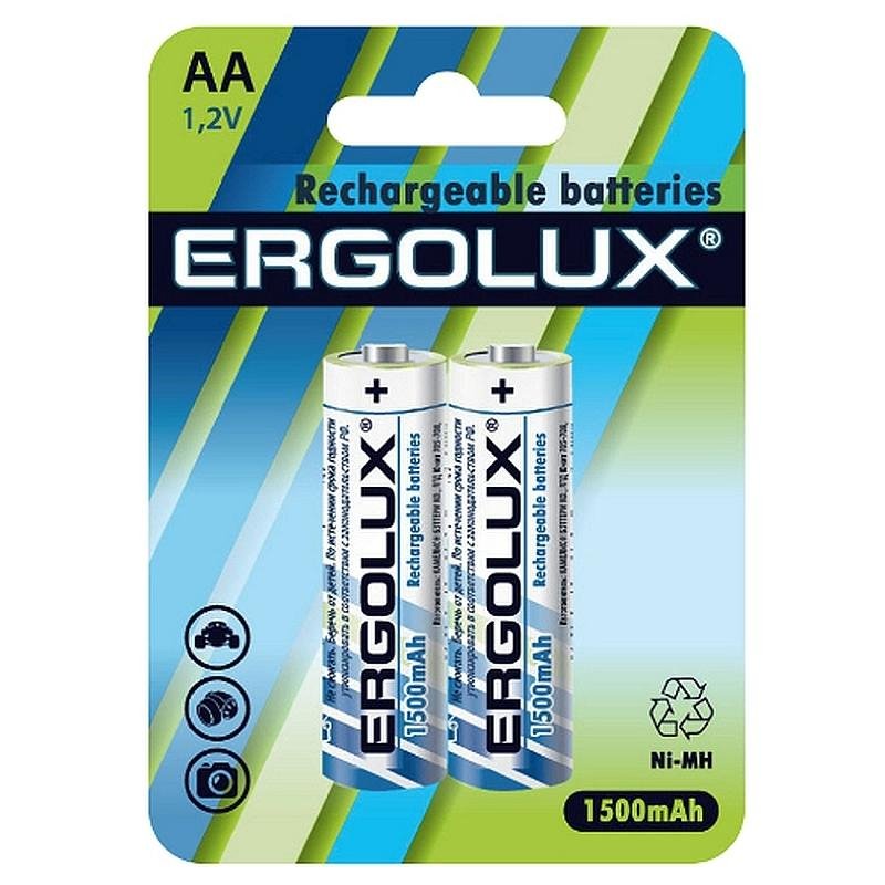 превью Аккумулятор Ergolux AA-1500mAh Ni-Mh 2шт/бл(NHAA1500BL2.1.2В)(12975)