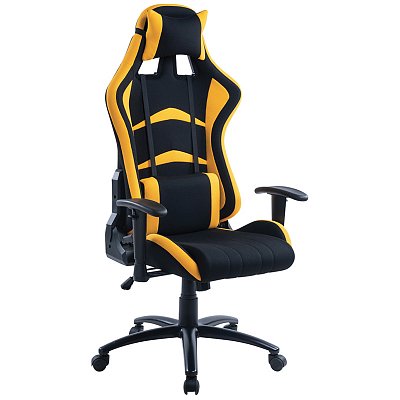 Кресло игровое Helmi HL-G07 «Pointer», ткань черная/желтая, 2 подушки