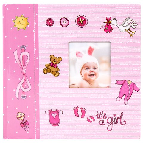 Фотоальбом BRAUBERG «It's a girl» на 200 фото 10×15 смтвердая обложкабумажные страницыбоксрозовый391145
