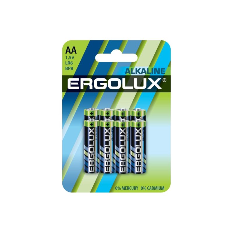 превью Батарейка Ergolux Alkaline 8шт/бл (LR6 BP8, 1.5В) (14815)
