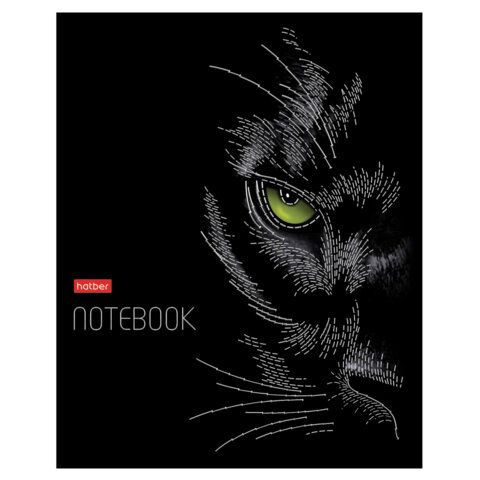 Тетрадь А5 48 л., HATBER скоба, клетка, матовая ламинация, 3D-фольга, «Кошки-мишки» (микс), 087356