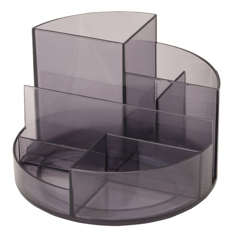 Подставка-органайзер BRAUBERG ROUND, 6 отделений, 130×130х90 мм, тонированная серая, 238101