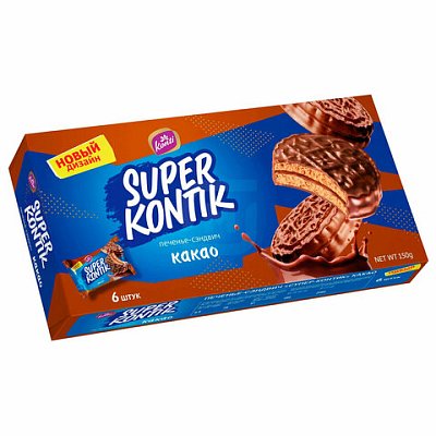 Печенье-сэндвич KONTI «Супер-Контик» какао, 150 г