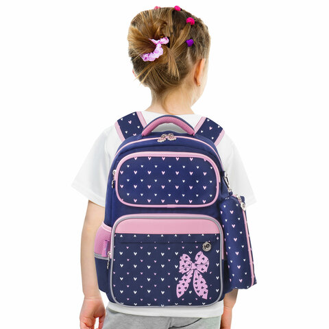 Рюкзак ЮНЛАНДИЯ COMPLETEс пеналом в комплектеэрго-спинкаPink bow42×29х14 см229972