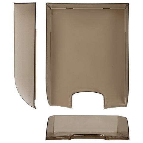 Лоток горизонтальный для бумаг BRAUBERG «Office style», 320×245×65 мм, тонированный серый, 237289