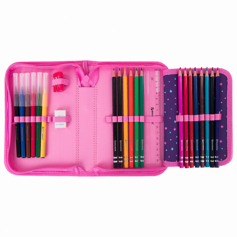 Пенал с наполнением BRAUBERG1 отделение1 откидная планкаполиэстер24 предмета21×14 см«Sweet dream»270316