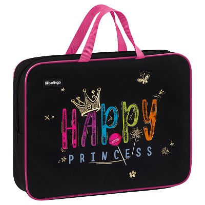 Папка текстильная с ручками 1 отделение, А4 Berlingo «Candy Princess», 350×265×80мм, текстиль, на молнии