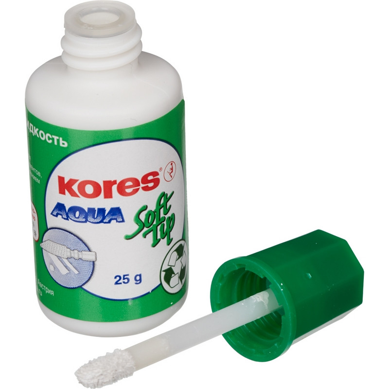Корректирующая жидкость (штрих) Kores Aqua Soft Tip (20мл, на водной основе)