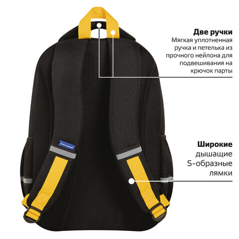 Рюкзак BRAUBERG MOTION, 2 отделения, 3 кармана, «Angry duck», СВЕТЯЩИЙСЯ, 41×28х17 см