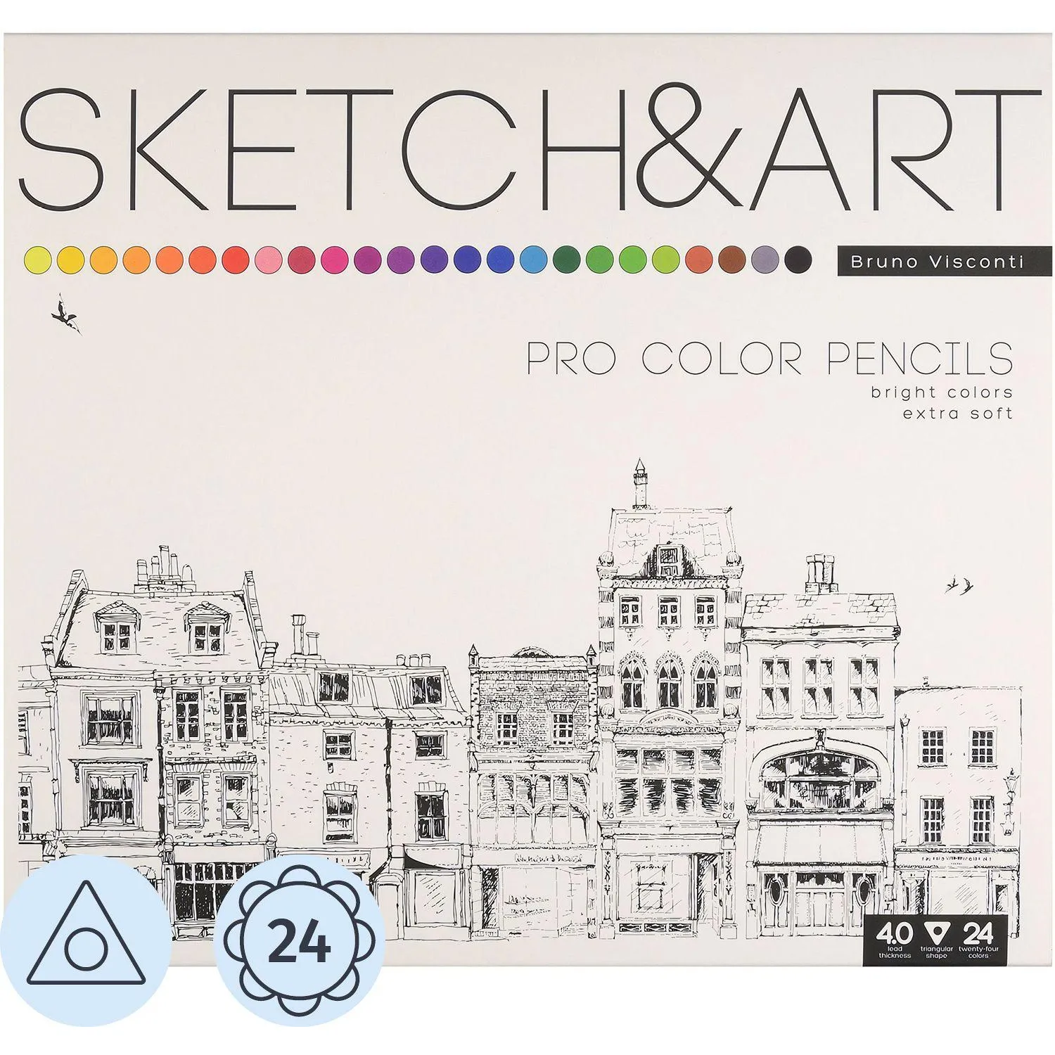 Набор карандашей цветных для скетч SKETCH&ART 24 цв в мет коробке 30-0042