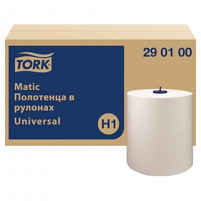 Полотенца бумажные рулонные 280 м, TORK Matic (Система H1) UNIVERSAL, КОМПЛЕКТ 6 рулонов