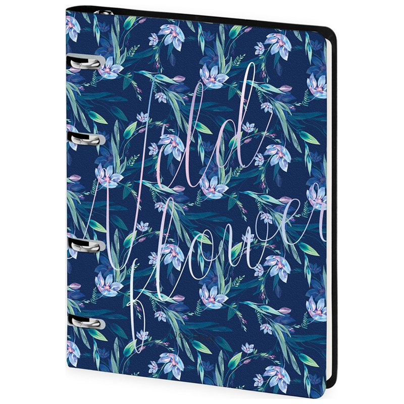 превью Тетрадь на кольцах А5, 80л. ЛАЙТ, кожзам, Greenwich Line «Romance. Blue flowers», тон. блок