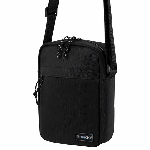 Сумка на плечо HEIKKI COMPACT (ХЕЙКИ), два кармана, черная, 22×17х6 см