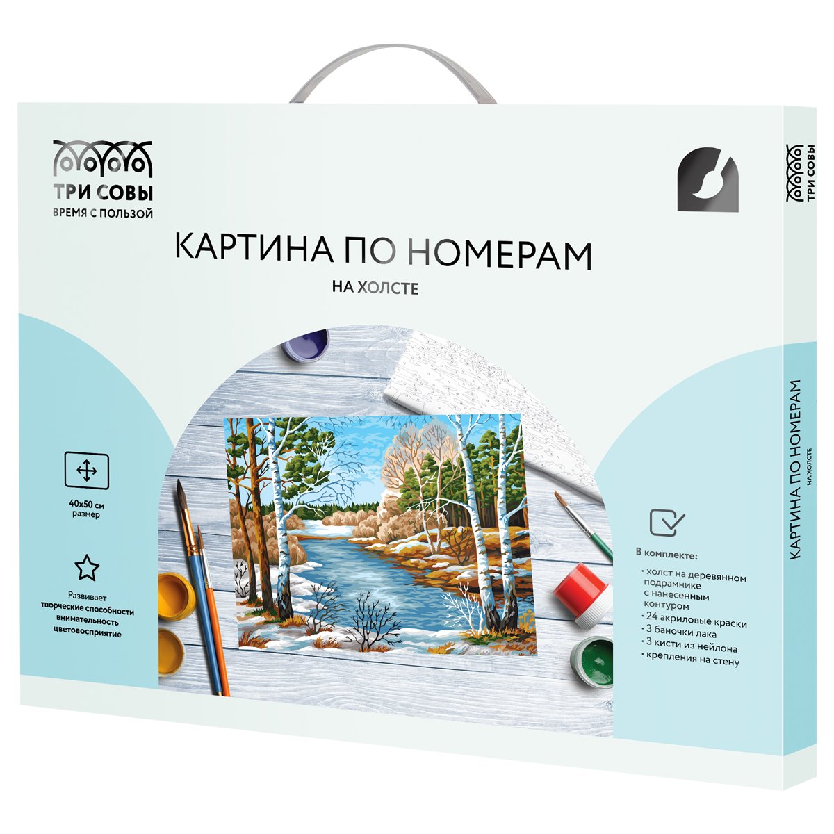 Картина по номерам на холсте ТРИ СОВЫ «Весна пришла», 40×50, с акриловыми красками и кистями