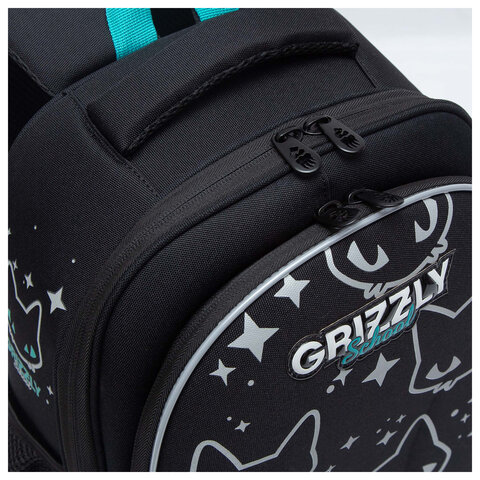 Ранец GRIZZLY анатомическая спинка, c брелоком, для девочек, «STAR CAT», 36×28х20 см