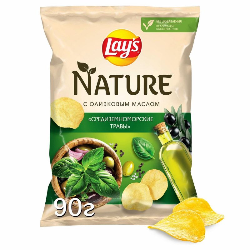 превью Чипсы картофельные Lay's Nature средиземноморские травы 90 г