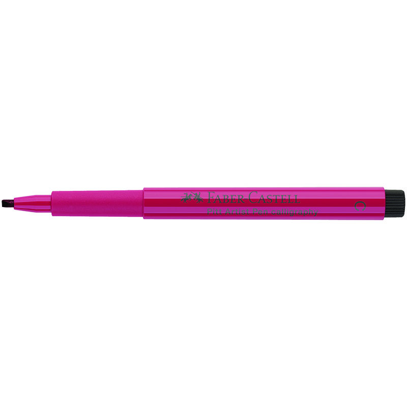превью Ручка капиллярная Faber-Castell «Pitt Artist Pen Calligraphy» цвет 127 розовый кармин, С=2.5мм, пишущий узел каллиграфический
