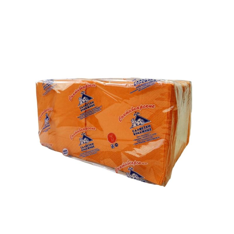Салфетки бумажные Profi Pack 2сл 24×24см оранжевый 250 шт/уп