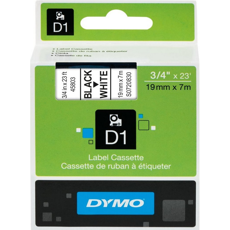 превью Картридж для этикет-принтеров DYMO LM150, LP350, PC II (19 мм x 7м, белая лента/чёрный шрифт)