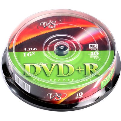 Носители информации DVD+R 4.7 GB 16x, VS, 10шт/уп