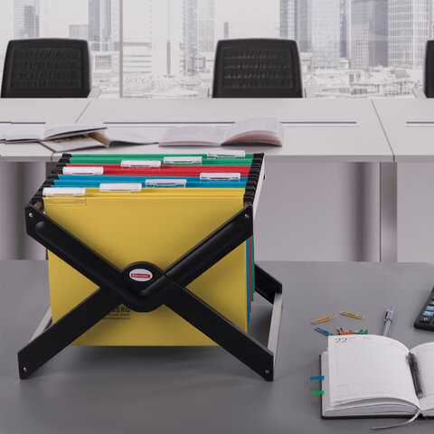 Подставка для подвесных папок BRAUBERG (Италия), до 40 папок А4/Foolscap, 410×275×320 мм, черная
