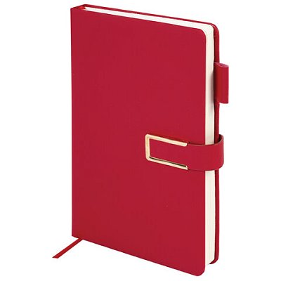 Ежедневник недатированный А5 143×210мм BRAUBERG Deluxe, под кожу, магнит 160л, красный