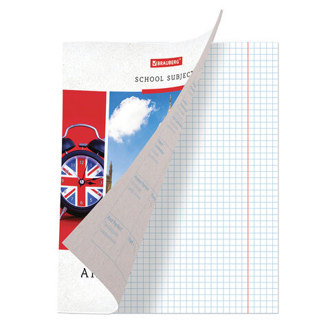 Тетрадь предметная «УЧЕНЬЕ СВЕТ» 48 л., обложка картон, АНГЛИЙСКИЙ ЯЗЫК, клетка, подсказ, BRAUBERG ЭКО, 403527