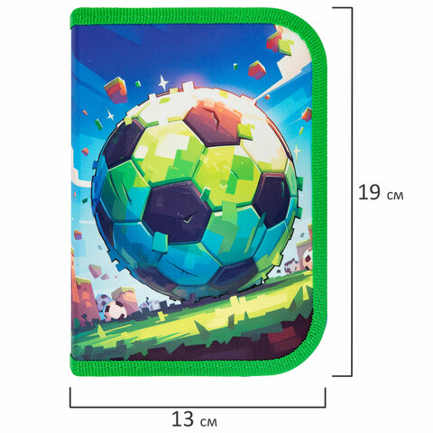 Пенал ПИФАГОР, 1 отделение, 1 откидная планка, полиэстер, 19×13 см, «Football match»