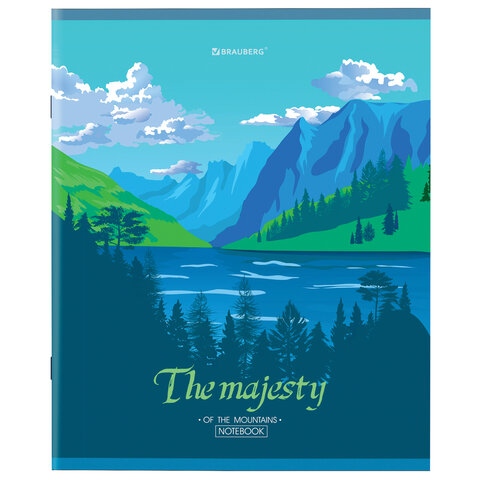 Тетрадь А5 48 л. BRAUBERG скоба, клетка, обложка картон, «Majesty»