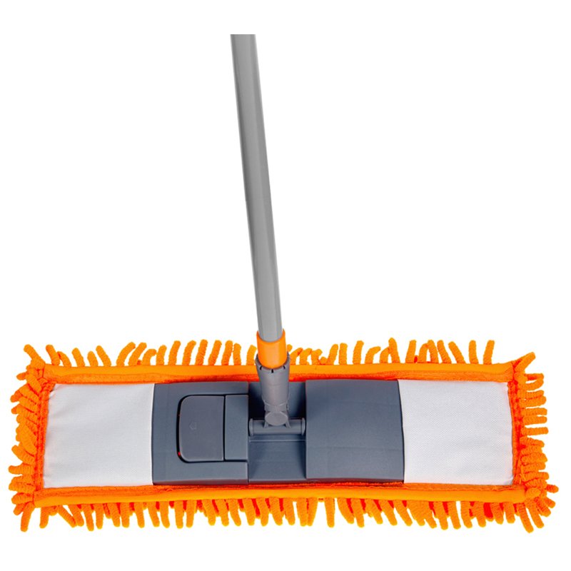 Швабра OfficeClean Professional, телеск. ручка 120см, пласт. флаунд.40см, насадка ворс. микрофибра (карманы)
