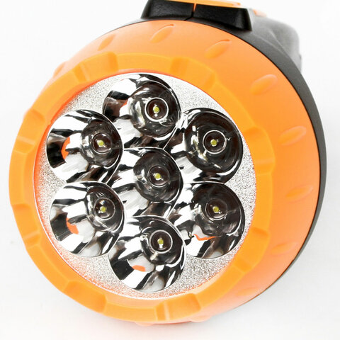 Фонарь аккумуляторный ULTRAFLASH 7хLED+8хLED, 2 режима, выдвижная вилка, заряд от сети