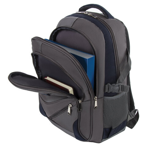 Рюкзак BRAUBERG «MainStream 1», 35 л, размер 45×32х19 см, ткань, серо-синий