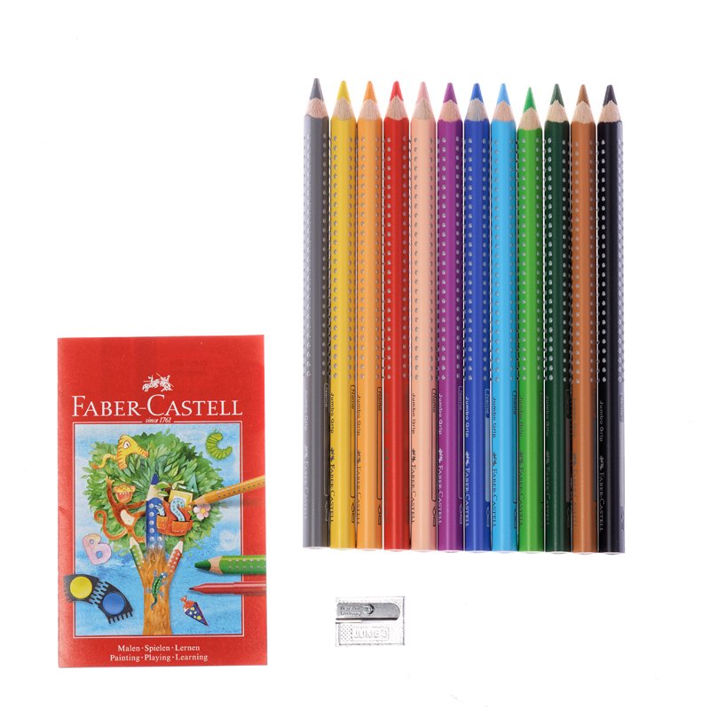 Карандаши цветные Faber-Castell «Jumbo Grip», 12цв., трехгран., утолщен., заточен., картон, европодв